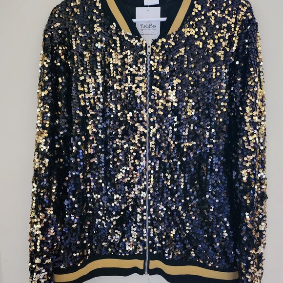 Black Sequin Bomber Jacket - Picture 1 of 3